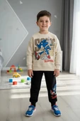 Sonic Desenli Krem Renk Erkek Çocuk Eşofman Takım - 1