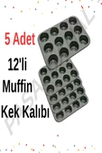 5 ADET 12’li Muffin Kek Kalıbı – Dayanıklı, Çok Amaçlı Fırın Kalıbı thumbnail 1