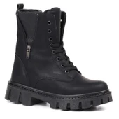 Kadın Siyah Nubuk Fermuar Detaylı Postal Bot – Kalın Taban Fermuarlı Bağcıklı Rahat Günlük Şık ve Dayanıklı thumbnail 7