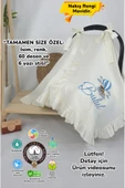 gros shop Müslin Yeni Doğan 4Katlı Organik %100Pamuk Kişiye Özgü Nakışlı Hastane Çıkış Seti (Ayıcık Model-3) - 1