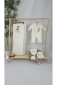 gros shop Müslin Yeni Doğan 4Katlı Organik %100Pamuk Kişiye Özgü Nakışlı Hastane Çıkış Seti (Balonlu Ayıcık-2) thumbnail 1