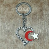 Ayyıldız Kalpli Taşlı Anahtarlık - 1