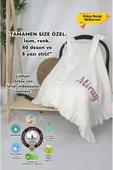 gros shop Müslin Yeni Doğan 4Katlı Organik %100Pamuk Kişiye Özgü Nakışlı Hastane Çıkış Seti (Papatya Model-12) - 1