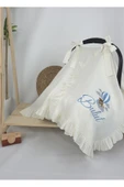 gros shop Müslin Yeni Doğan 4Katlı Organik %100Pamuk Kişiye Özgü Nakışlı Hastane Çıkış Seti (Ayıcık Model-3) - 2
