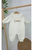 gros shop Müslin Yeni Doğan 4Katlı Organik %100Pamuk Kişiye Özgü Nakışlı Hastane Çıkış Seti(Ördek Model-1) - 2