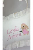 gros shop Müslin Yeni Doğan 4Katlı Organik %100Pamuk Kişiye Özgü Nakışlı Hastane Çıkış Seti-Tavşan Model-1 - 4
