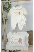 gros shop Müslin Yeni Doğan 4Katlı Organik %100Pamuk Kişiye Özgü Nakışlı Hastane Çıkış Seti(Tavşan Model-3) - 2