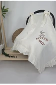 gros shop Müslin Yeni Doğan 4Katlı Organik %100Pamuk Kişiye Özgü Nakışlı Hastane Çıkış Seti(İkili Dal Model-5) - 3