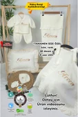 gros shop Müslin Yeni Doğan 4Katlı Organik %100Pamuk Kişiye Özgü Nakışlı Hastane Çıkış Seti-Papatya thumbnail 1