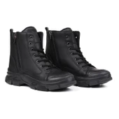 Kadın Siyah Çift Fermuarlı Postal Bot – Kalın Taban Bağcıklı Rahat Günlük Şık ve Dayanıklı thumbnail 1