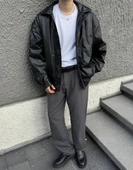 Premium Oversize Vintage Deri Ceket - 3