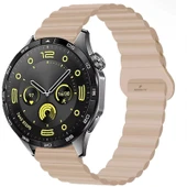 Sneezy Huawei Watch GT4 46mm İle Uyumlu 22mm Harmony Duo Magnetik Silikon Kordon  Starlight - 1