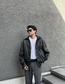 Premium Oversize Vintage Deri Ceket - 5