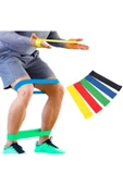 Pilates Direnç Lastiği Aerobik Yoga Gym Egzersiz Bandı Spor Seti Plates 5'li Bant Seti - 4