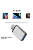 Usb Type-c Otg Çevirici Adaptör Metal Xiaomi - Samsung - Huawei - Macbook Dönüştürücü Gümüş - 2