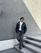 Premium Oversize Vintage Deri Ceket - 4