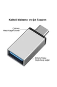 Usb Type-c Otg Çevirici Adaptör Metal Xiaomi - Samsung - Huawei - Macbook Dönüştürücü Gümüş - 3