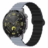 Sneezy Huawei Watch GT4 46mm İle Uyumlu 22mm Harmony Duo Magnetik Silikon Kordon  Füme - 1