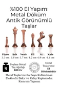 MC55 Metal Satranç Takımı | Gerçek Kayın Ağacı Satranç Tahtası - 30x30cm | Antik Taşlar - 4