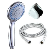 Mafsallı Duş Seti 3 Parça Krom Gümüş El Duşu Hortumu Banyo Aksesuarı Takımı Su Tasarruflu Başlığı thumbnail 7