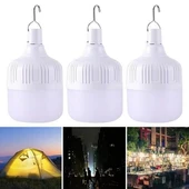 3 Adet Adet USB Şarjlı, 30 Watt, 3 Işık Modlu Beyaz Işık, Kamp, Piknik, Bekçi, Balıkçı, Çadır Ampulü - 1