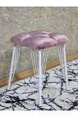 Kare Beyaz Boyalı Telli Ayaklı Tabure - Oturak - Bar Taburesi - Ayaklı Tabure Pembe Renk 33 x 48 Boyut/Ebat - 1