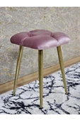 Kare Gold Kaplama Konik Ayaklı Tabure - Oturak - Bar Taburesi - Ayaklı Tabure Pembe Renk 33 x 48 Boyut/Ebat thumbnail 1