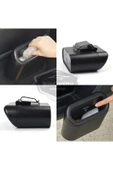 Araç İçi Çöp Kovası Portatif Taşınabilir Kapaklı Araba Çöp Kutusu Oto Organizer Düzenleyici Siyah thumbnail 5