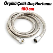 River Mafsallı Duş Seti 3 Parça Krom Gümüş El Duşu Hortumu ve Tutacağıyla Lüks Banyo Takımı thumbnail 3