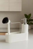 Beyaz Fırçalı Sabunluk - Mutfak,Lavabo Düzenleyici Seti,Organizer - 4
