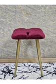 Kare Gold Kaplama Konik Ayaklı Tabure - Oturak - Bar Taburesi - Ayaklı Tabure Bordo Renk 33 x 48 Boyut/Ebat thumbnail 2