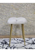 Kare Gold Kaplama Konik Ayaklı Tabure - Oturak - Bar Taburesi - Ayaklı Tabure Krem Renk 33 x 48 Boyut/Ebat thumbnail 2