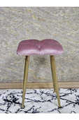 Kare Gold Kaplama Konik Ayaklı Tabure - Oturak - Bar Taburesi - Ayaklı Tabure Pembe Renk 33 x 48 Boyut/Ebat thumbnail 2