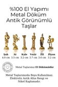 MC59 Bizans Figürlü El Yapımı Metal Satranç Takımı – Kayın Ağacı Satranç Tahtası - Lüks Hediyelik - 4