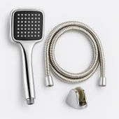 River Mafsallı Duş Seti 3 Parça Krom Gümüş El Duşu Hortumu ve Tutacağıyla Lüks Banyo Takımı thumbnail 2