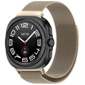 Samsung Galaxy Watch Ultra 47mm İle Uyumlu Milanese Paslanmaz Manyetik Tokalı Metal Hasır Kordon  Starlight thumbnail 1