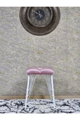 Kare Beyaz Boyalı Telli Ayaklı Tabure - Oturak - Bar Taburesi - Ayaklı Tabure Pembe Renk 33 x 48 Boyut/Ebat - 3