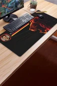 SonicTouch Kişiye isme Özel Aslan Figürlü Sarı Kırmızı Fotoğraflı XXL Dikişsiz Gamer Klavye Mousepad 40x90cm thumbnail 3