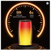 MY BLACK Bluetooth Hoparlör  USB  AUX  TF Kart Desteği Renkli LED Işık Efektli Taşınabilir Ses Bombası - 6