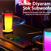 MY BLACK Bluetooth Hoparlör  USB  AUX  TF Kart Desteği Renkli LED Işık Efektli Taşınabilir Ses Bombası - 5