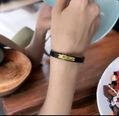 14 Ayar Altın Plakalı İsme Özel Kalp Figürlü Doğal Siyah Derili Hediye Bileklik-568 thumbnail 2