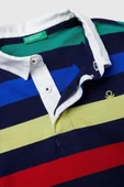 United Colors of Benetton Erkek Çocuk 33CKC301X-25K Çizgili Uzun Kollu Polo Tshirt Lacivert thumbnail 3