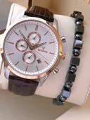 Raymond Nişan Ve Damatlara Özel Deri Kordon 2 Yıl Garantili 5 Atm Erkek Kol Saati+Bileklik RMD.43 thumbnail 1