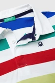 United Colors of Benetton Erkek Çocuk 33CKC301X-25K Çizgili Uzun Kollu Polo Tshirt Beyaz thumbnail 3