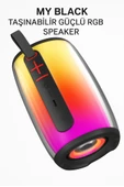 MY BLACK Bluetooth Hoparlör  USB  AUX  TF Kart Desteği Renkli LED Işık Efektli Taşınabilir Ses Bombası - 2