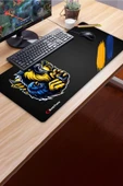 SonicTouch Kupa Avcısı Kanarya Sarı Lacivert Dikişsiz Pürüzsüz Sıvı Geçirmez XXL Gamer Klavye Mousepad 40x90cm thumbnail 3
