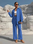 Kadın Uzun Kollu önü Açık Dokuma Ceket Ve Pantolon Ikili Takım - 8