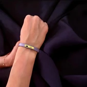 14 Ayar Altın Plakalı İsme Özel Taç Motifli Doğal Mor Derili Hediye Bileklik-571 thumbnail 2