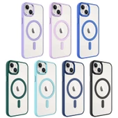 Apple iPhone 14 Plus Kılıf Wireless Şarj Özellikli Zore Krom M-safe Silikon Kapak - 8