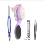 4'lü Ayak ve Tırnak Bakım Seti,Topuk Törpüsü ve Taşı,Nasır Sökücü,Törpü,Cımbız,Tırnak Makası - 1